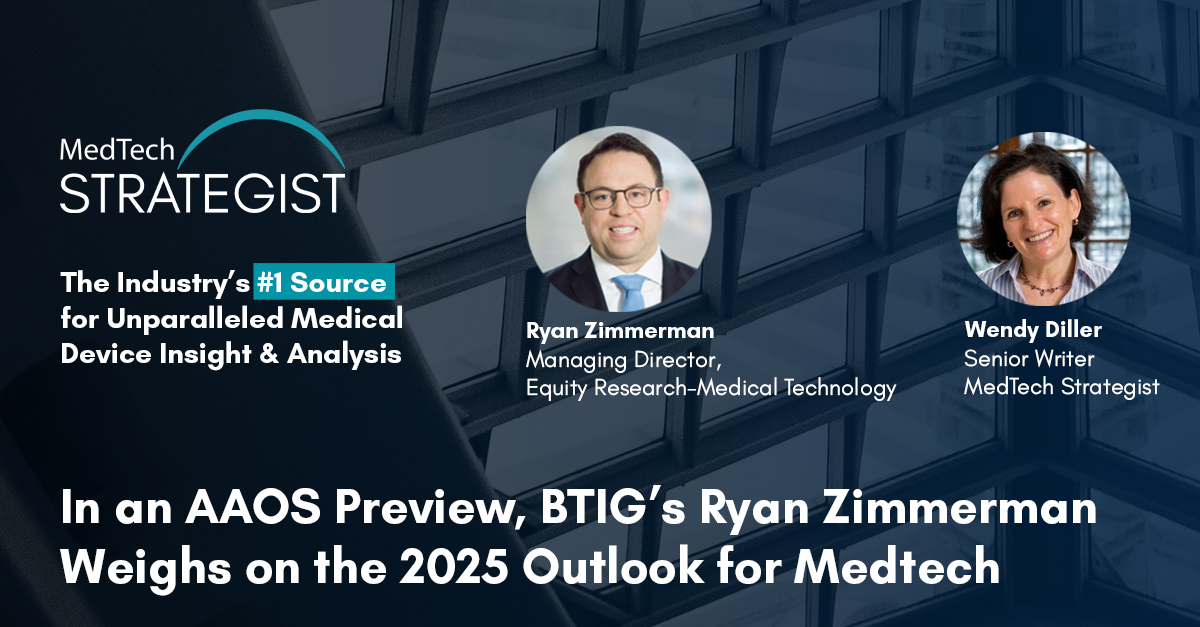 MedTech Strategist | MedTech's Most Trusted Source (@medtechstrat) on Twitter photo Ortho, spine, and #medtech are thriving, but elective procedures face economic and political uncertainties. <a href="/MedTechStrat/">MedTech Strategist | MedTech's Most Trusted Source</a> talks with <a href="/ThisIsBTIG/">BTIG</a>'s Ryan Zimmerman on the 2025 outlook and what he hopes to learn at AAOS 2025 (March 10-14, San Diego): bit.ly/3FcPUt1 Ortho, spine, and #medtech are thriving, but elective procedures face economic and political uncertainties. <a href="/MedTechStrat/">MedTech Strategist | MedTech's Most Trusted Source</a> talks with <a href="/ThisIsBTIG/">BTIG</a>'s Ryan Zimmerman on the 2025 outlook and what he hopes to learn at AAOS 2025 (March 10-14, San Diego): bit.ly/3FcPUt1