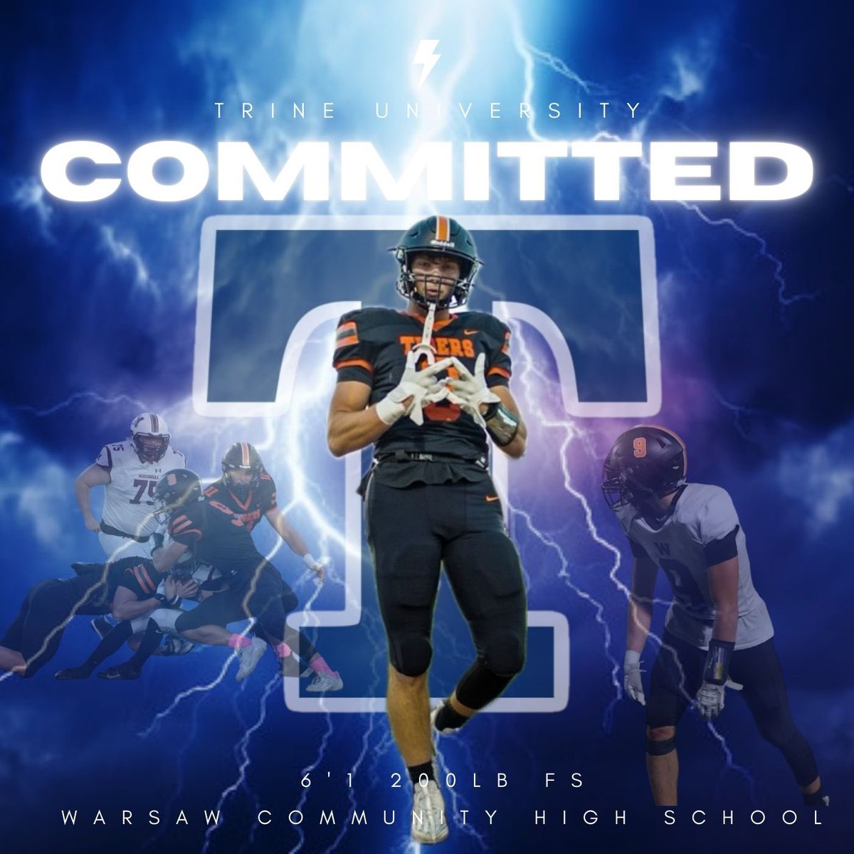 I am blessed and excited to announce that I have committed to Trine University to continue my academic and athletic career. I just want to say thank you to all of my coaches, friends, and family who have helped me get to this point. <a href="/CoachAbbs/">Troy Abbs</a> <a href="/WarsawTigerFB/">Warsaw Tiger Football</a>
Go Thunder⚡️⚡️