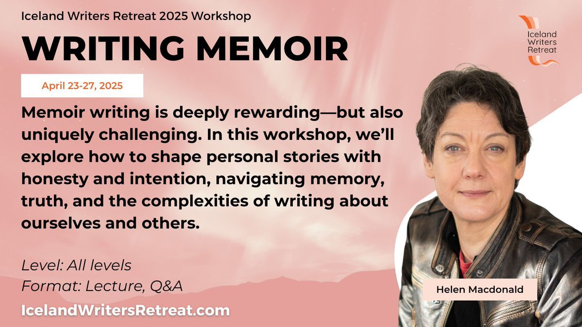 Writing memoir? 📝 Learn how to balance honesty, structure, and storytelling at the Iceland Writers Retreat. Register now: buff.ly/4jI6ArW #WritingMemoir <a href="/HelenJMacdonald/">Helen Macdonald</a>