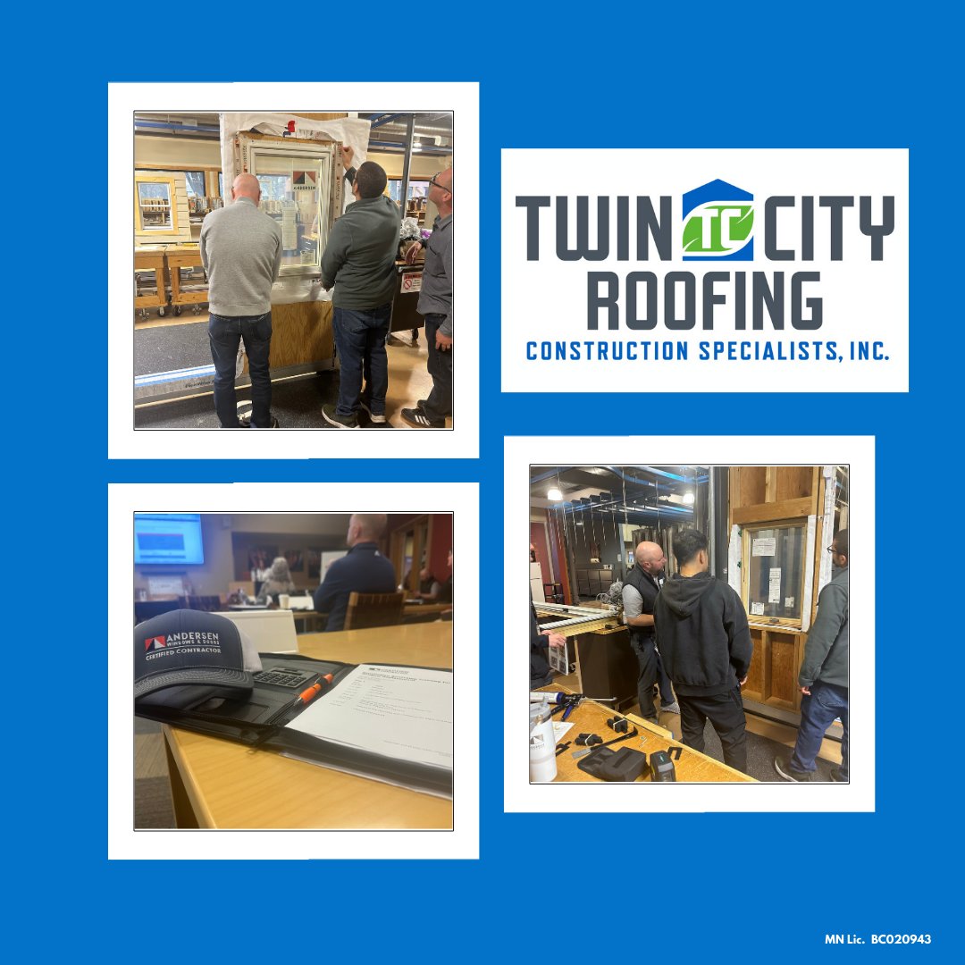 twincityroofs's tweet image. Team TCR is always learning! 💪🔨 We had a great time at the Andersen Window training event, sharpening our skills and staying up to date with the best in the industry. Quality products + expert installation = the perfect combo!
#TeamTraining #AlwaysImproving #AndersenWindows