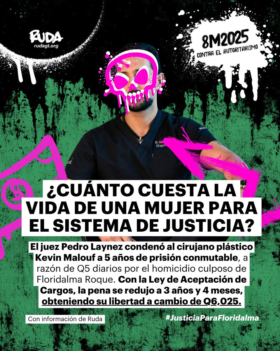 💥¿Cuánto cuesta la vida de una mujer para el sistema de justicia? 

🚨👉🏽 Con la Ley de Aceptación de Cargos, la pena del cirujano plástico Kevin Malouf se redujo a 3 años y 4 meses, dejando su libertad a cambio de Q6,025. 💥 #Violencias

Con información de Ruda