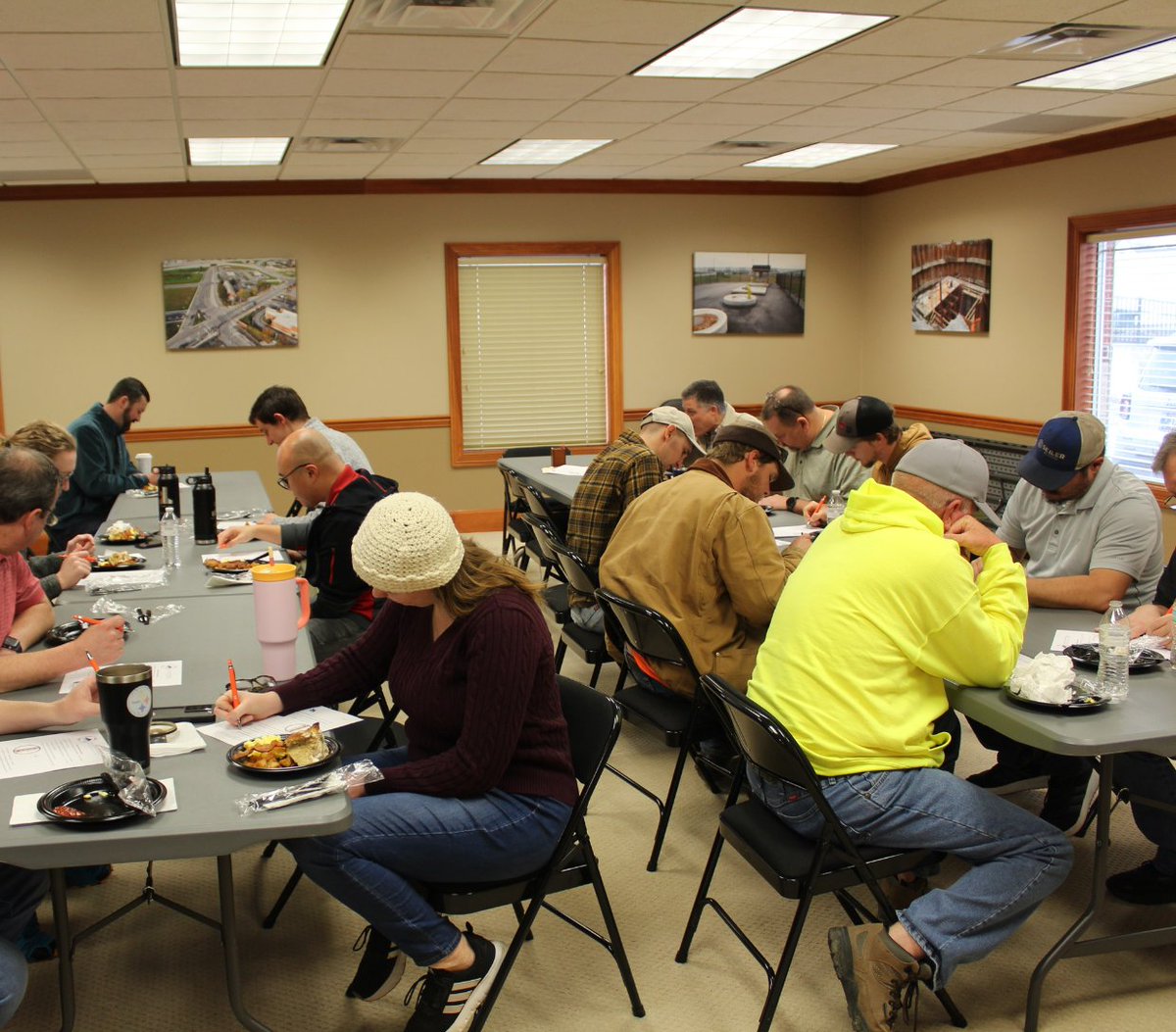 JTLengineering's tweet image. We prepared for #NationalSurveyorsWeek in our New Albany office with breakfast and trivia! 🍳📝 Led by Steve Marshall, VP of Survey, trivia featured questions from the Kentucky Association of Professional Surveyors (KAPS).

#JTLEngineering #Teamwork #SurveyingTheFuture
