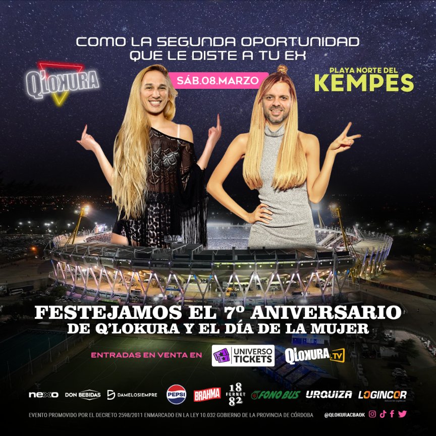 ¡Q’LOKURA EN EL KEMPES!
🤩1- Segui a @nikoQlokuraOf <a href="/chinoqlokura/">Chino Herrera</a> y a nosotros. 
 2- Etiqueta a un amigo/a, comenta tu nombre apellido y últimos 3 del dni.    
3- Rt y ya estas participando.      
Ganadores Sábado 16:00hs