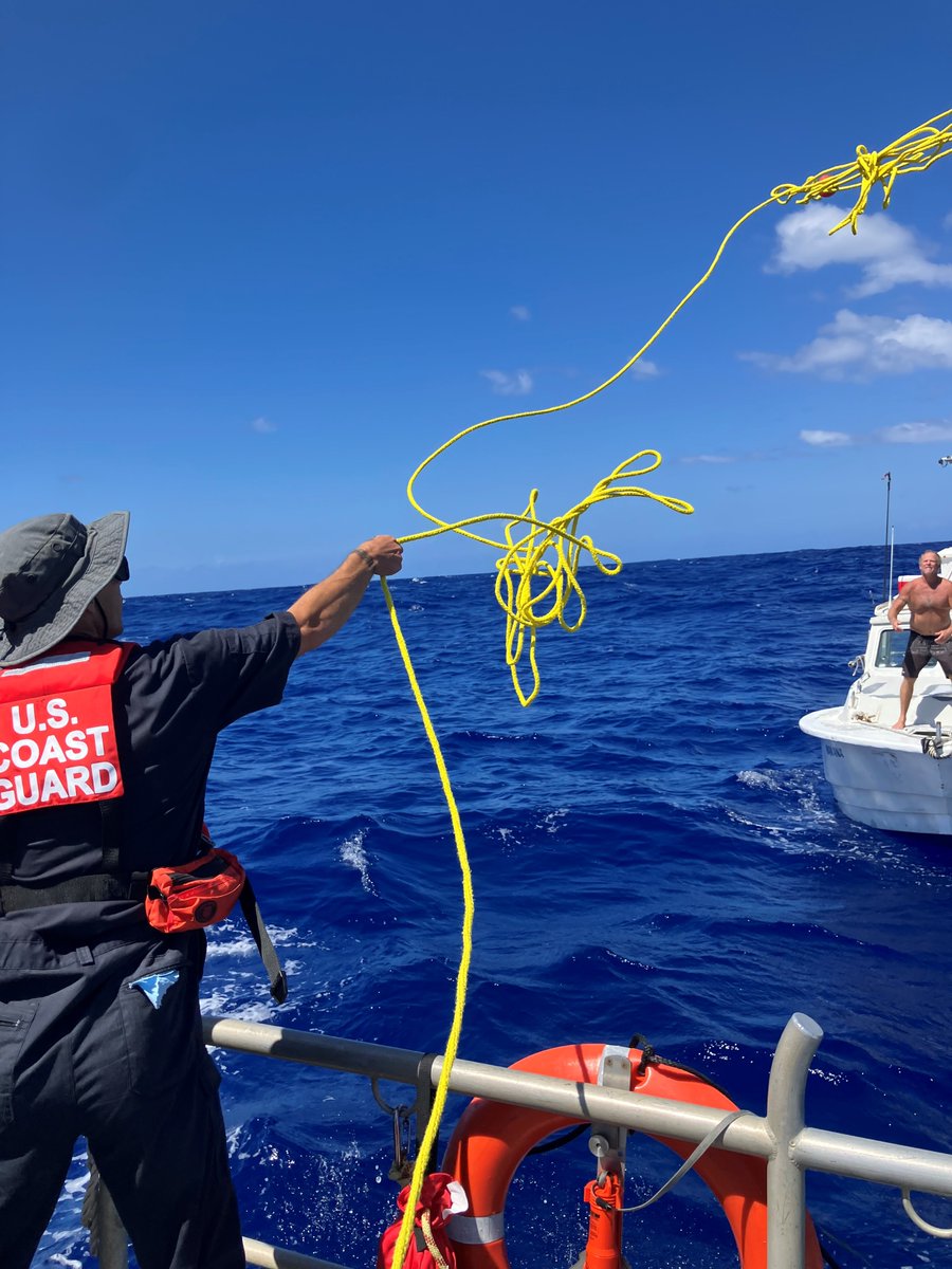 A boat crew from #USCG Station Kauai towed a disabled commercial fishing vessel that had taken on water about 70 miles offshore, near Ka'ula Island. The crew was underway for over 15 hours and safely towed the 40-foot vessel to Port Allen on Kauai. #searchandrescue