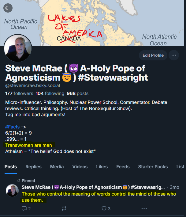 SteveMcRae_'s tweet image. 🚨Bluesky Social just sent me this claiming that my bio "contained violative content in the [avatar / bio / banner / handle] which is in violation of our Community Guidelines - Intolerance." 🚨

They didn’t specify what this alleged violation is, so I’m left to assume they’re…