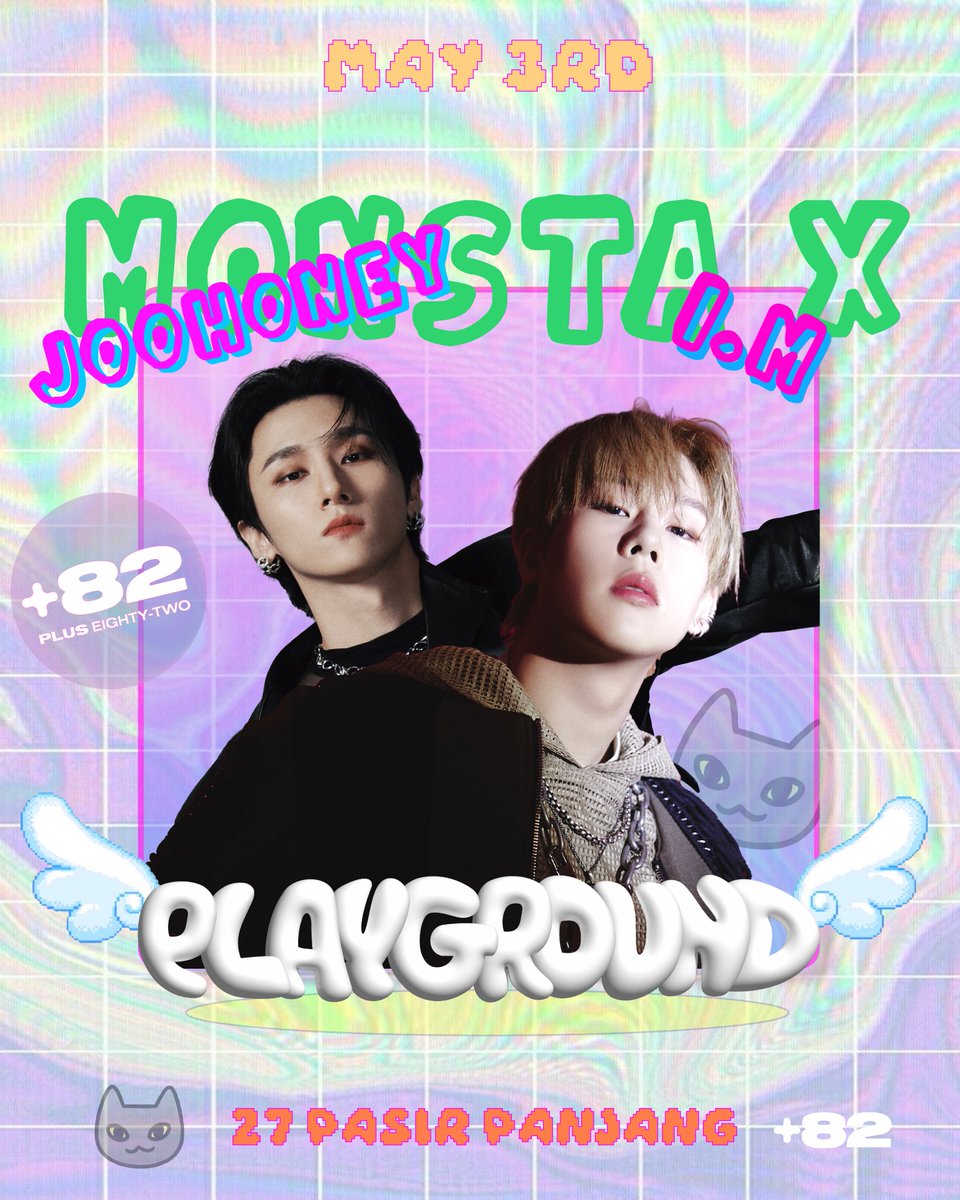 📢
+82 PRESENTS PLAYGROUND
#몬스타엑스 #주헌 #IM

K-Culture를 한번에 즐길 수 있는
+82 PRESENTS PLAYGROUND 페스티벌에
주헌&amp;I.M이 함께합니다 ✨

💛 2025.05.03
💜 27 Pasir Panjang

🗓 얼리버드 티켓 오픈
25.03.08 - 25.03.14

#JOOHONEY #아이엠
#MONSTAX #MONSTA_X
#Playground #Plus82
