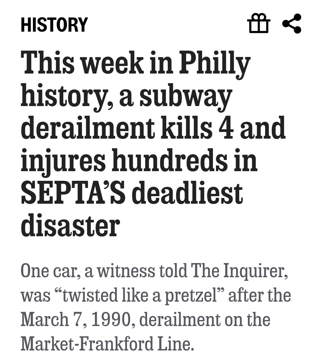 35 years ago a SEPTA Train derailed and people died because SEPTA knowingly put a dangerous vehicle in service. Everyday trains are taken out of service due to mechanical issues. 
Why are they put in service at all? 
Will anyone ever be held accountable?
inquirer.com/history/septa-…