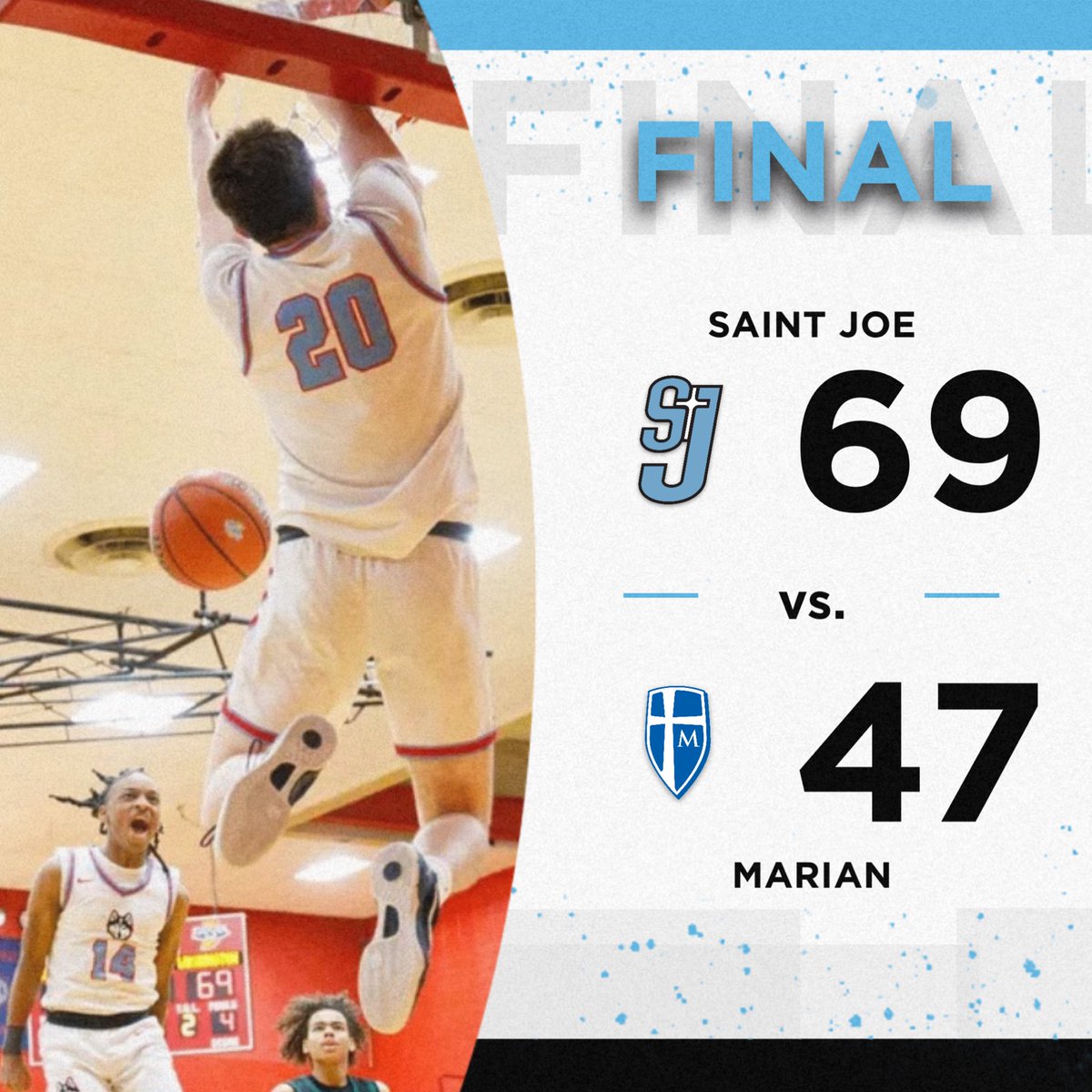 SaintJoeSports's tweet photo. Huskies win!

@SJhoopsquad takes down Marian and punches their ticket to the Sectional Championship! They’ll battle Culver Academies tomorrow night for the title. Let’s go, Huskies! https://t.co/JnYxpiU1uY