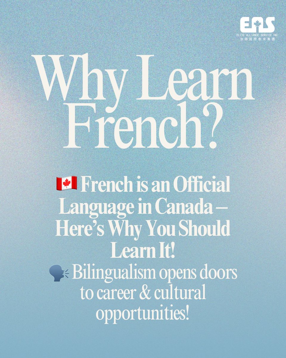EASGroup's tweet photo. 🌍 Did you know? French is one of Canada’s official languages!

📌 Why learn French?
✅ Opens up career &amp; immigration opportunities
✅ Increases bilingual advantages in the workplace
✅ Strengthens cognitive &amp; communication skills

#FrenchCourse #Bilingualism #CareerSuccess https://t.co/QHeA3mnwx6
