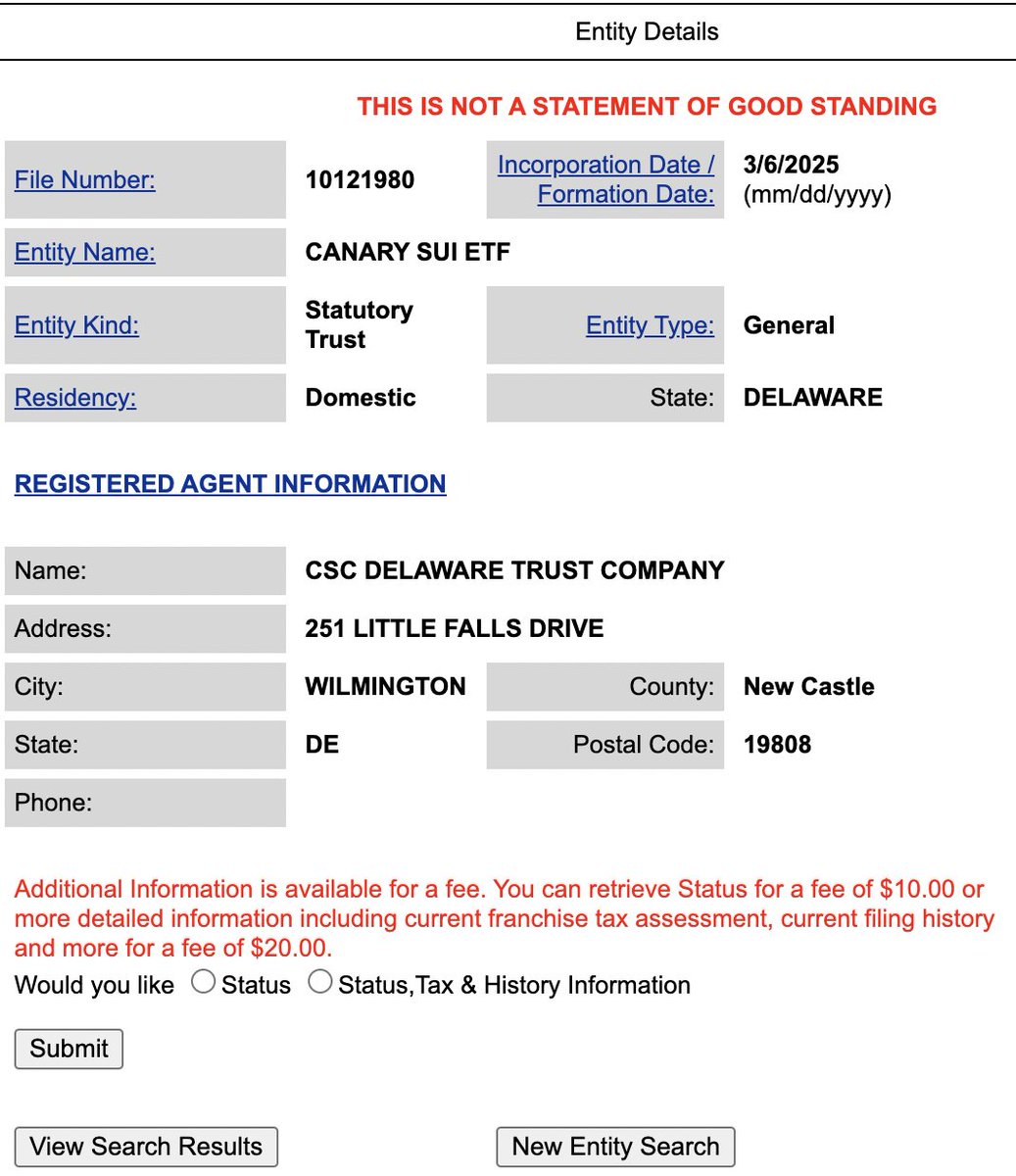 🚨 BREAKING: Canary Capital just registered for a SUI ETF in Delaware! This could be the first step toward a spot SUI ETF! 

Big moves for $Sui adoption! 👀🔥