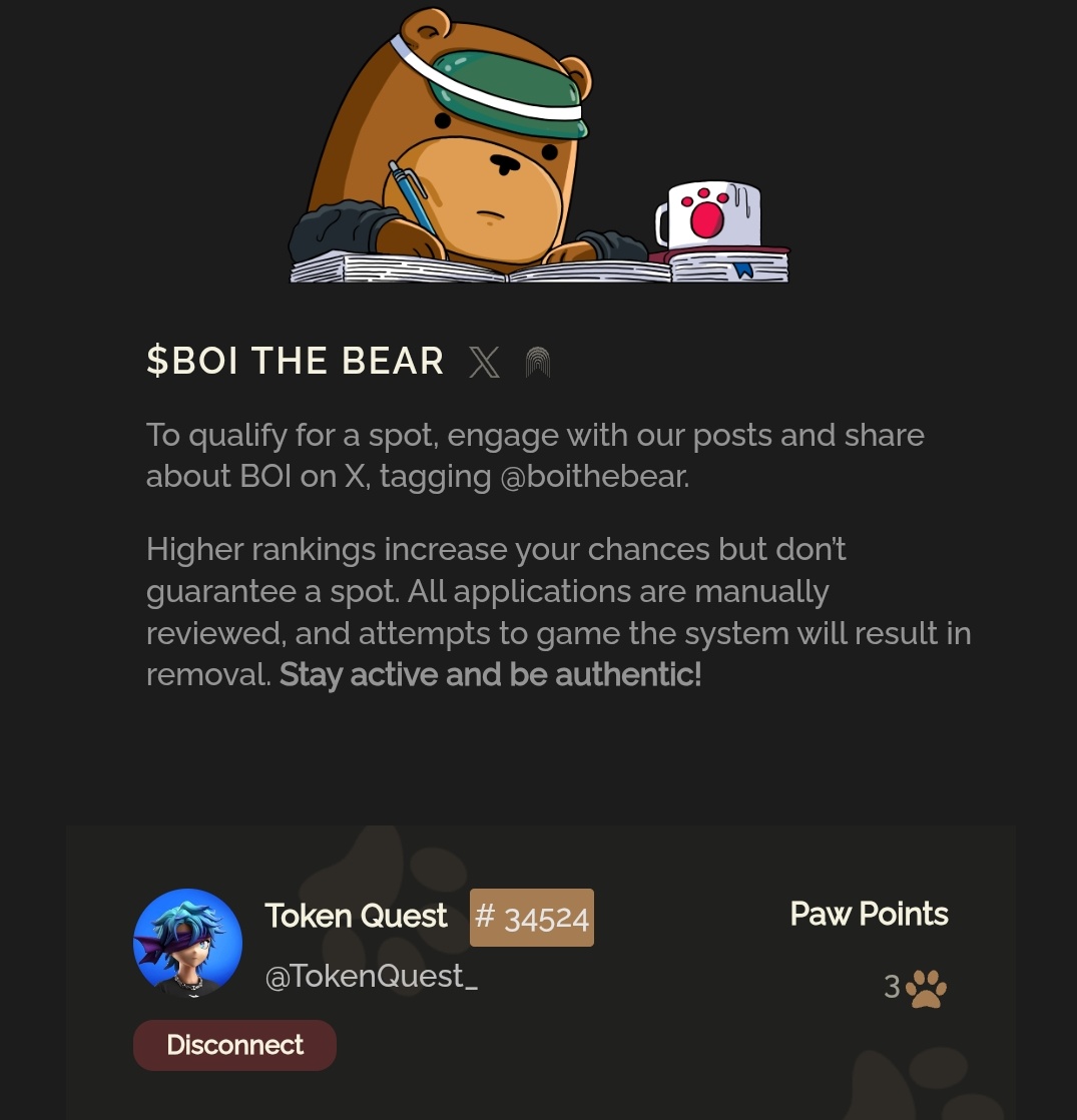 tokenquest_'s tweet photo. No points? No engagement? No more excuses. LET’S FIX THAT. 🔥🐻

Like + RT to show you’re serious

Comment $BOI to get a shot

I’m choosing a FEW. Be quick or be left behind! @Boithebear is HERE. 🐾⏳ https://t.co/qdFIVu8luM
