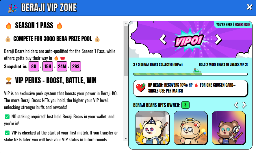 Grab your beraji, secure your vip position in Beraji-KO, 3000 $BERA shared for first season.

mint link: magiceden.io/launchpad/bera…
beraji-ko link: app.beraji.com