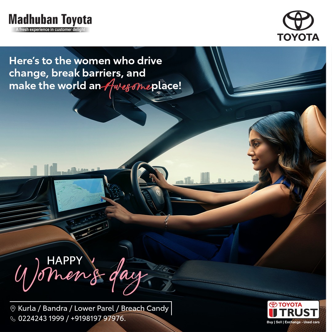 MadhubanToyota's tweet photo. This Women’s Day, Madhuban Toyota celebrates your journey, on the road and beyond. Keep driving your dreams! 

 #WomensDay #DriveTheChange #MadhubanToyota https://t.co/Zf89fW0z5g