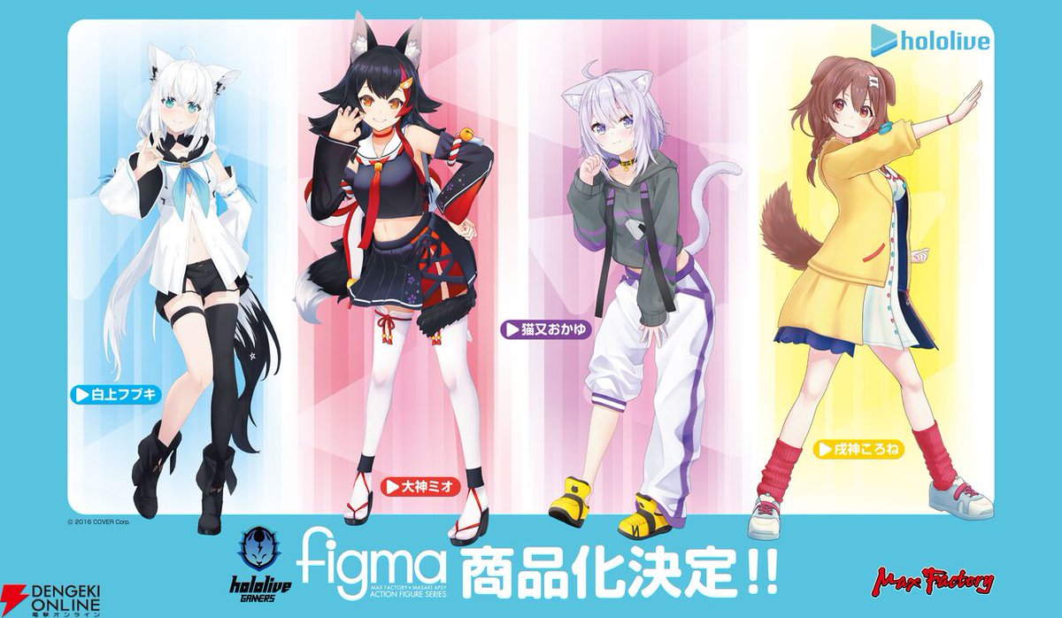 ねんどろいど　ホロライブ　白上フブキ　大神ミオ　猫又おかゆ　戌神ころね　未開封