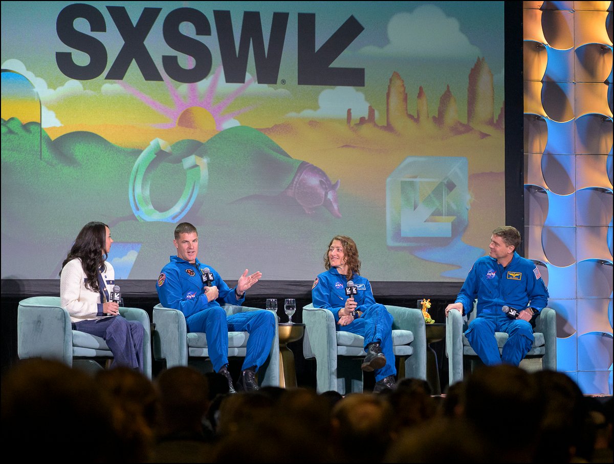 CSA (Canadian Space Agency) astronaut Jeremy Hansen, left, <a href="/NASA/">NASA</a> astronauts Christina Koch, and Reid Wiseman, right, discussed their mission around the Moon next year aboard Artemis II, the first crewed test flight under NASA's Artemis campaign at <a href="/sxsw/">SXSW</a>. More 📷