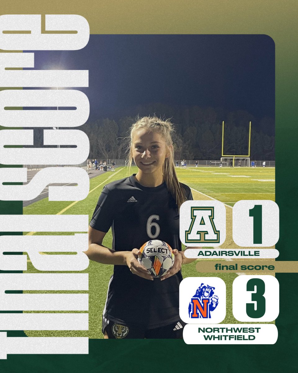 AHSSoccer306's tweet photo. A great game that just didn’t go our way. Your Lady Tigers played so well! Sam earned tonight’s game ball for her leadership on the field- identifying key opposing players, making needed formation changes, and playing in multiple roles throughout the game. Great game ladies! https://t.co/wNpipZhwQg