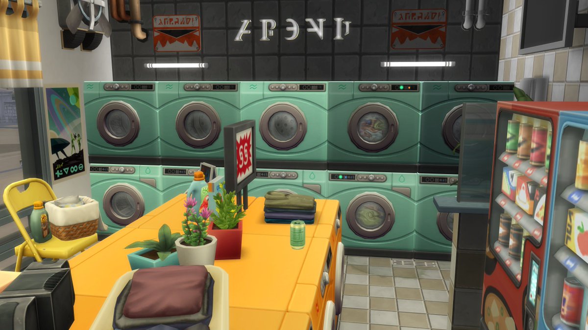 Iron_Cgull's tweet photo. Anyone try a laundromat with Businesses &amp; Hobbies yet? So far 3 customers started their laundry, but all either didn't finish or take their laundry when it was done. Guessing it's because Laundry Day wasn't made with laundromats in mind (besides the decor coin slot) #EAPartner 💀 https://t.co/Z7MIY9tLe1