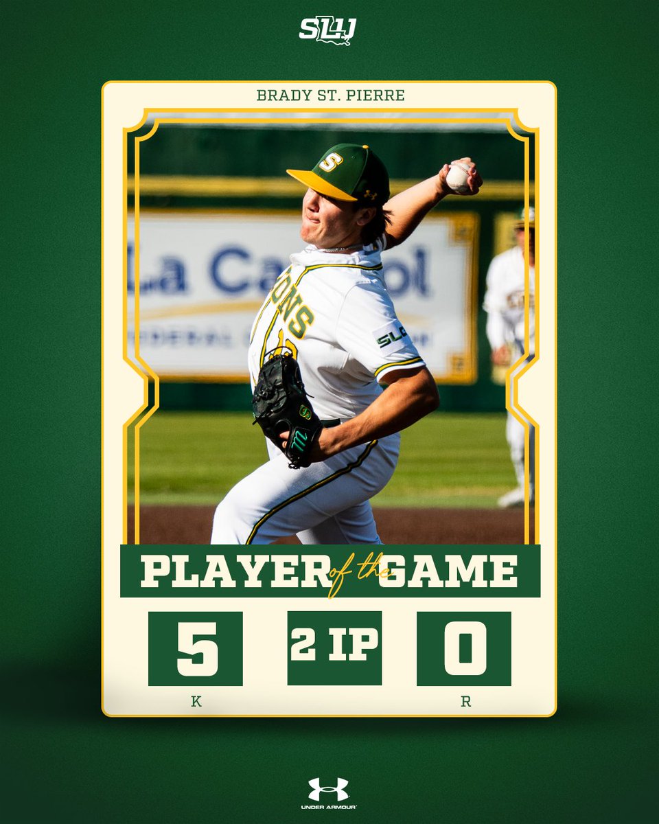 Freshman right-hander Brady St. Pierre picked up the first save of his collegiate career, locking down the game with scoreless frames in the 8th &amp; 9th. #LionUp