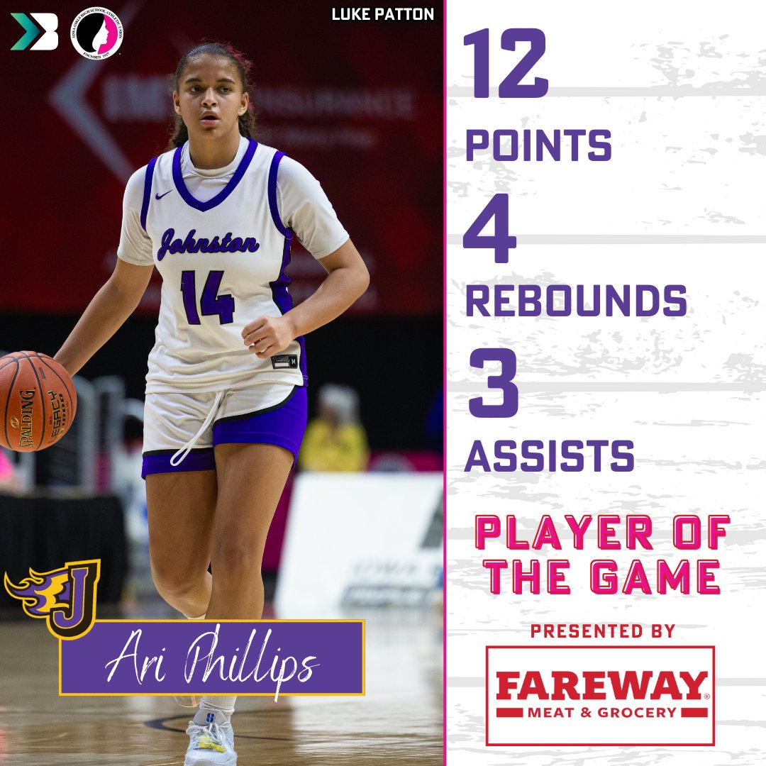 Ari Phillips of Johnston is your player of the game sponsored by Fareway!

#iahsbkb #ighsau