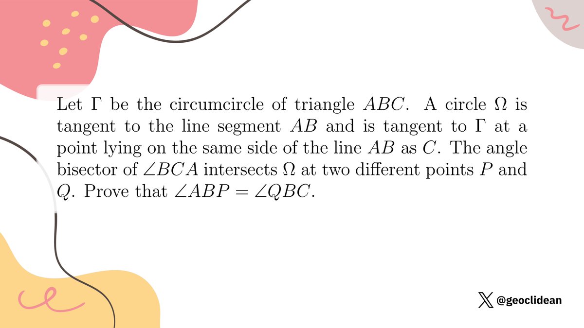 geoclidean's tweet photo. egmo 2018 p5
#Geometry #Triangle #Angles #EGMO #EGMO2018 #GeometrySolved #PowerOfAPoint https://t.co/uPkHvcP3ZI