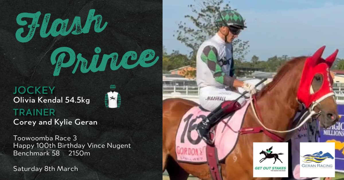 Flash Prince looks a great winning chance today in the Get Out Stakes silks, good luck to all owners! 🏇💪🍻
