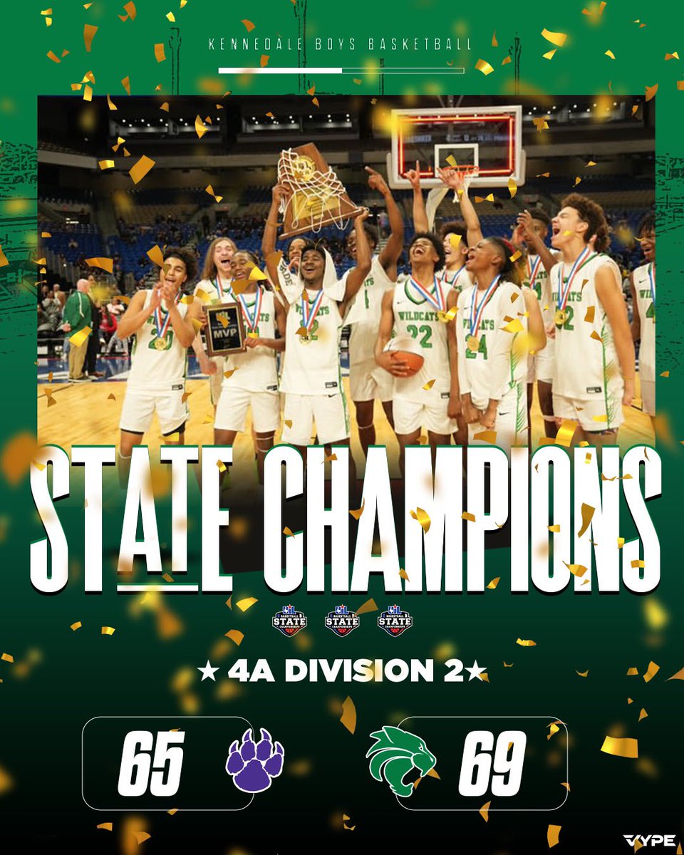 THE CHAMPS 🏆 
Kennedale wins Class 4A DII State over the Wheatley Wildcats 

#uilstate #basketball