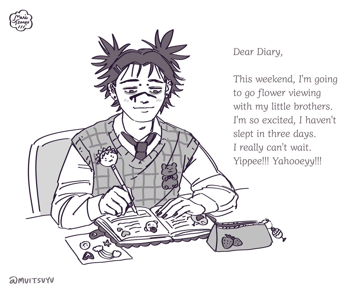 muitsuyu's tweet photo. Choso-kun's diary... 😌🌸

#jjk #JujutsuKaisen https://t.co/AQZ7UM1I2B