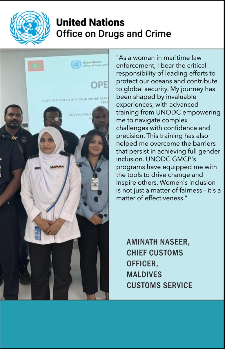 UNODC_BMB's tweet photo. @UNODC_MCP Eastern Indian Ocean 🌊 is equipping #women in maritime security to drive change! #Gender_Inclusion isn’t just fairness—it strengthens #maritime security!
Their voices🗣highlight why representation matters. 
#InternationalWomensDay https://t.co/779LyuIH83