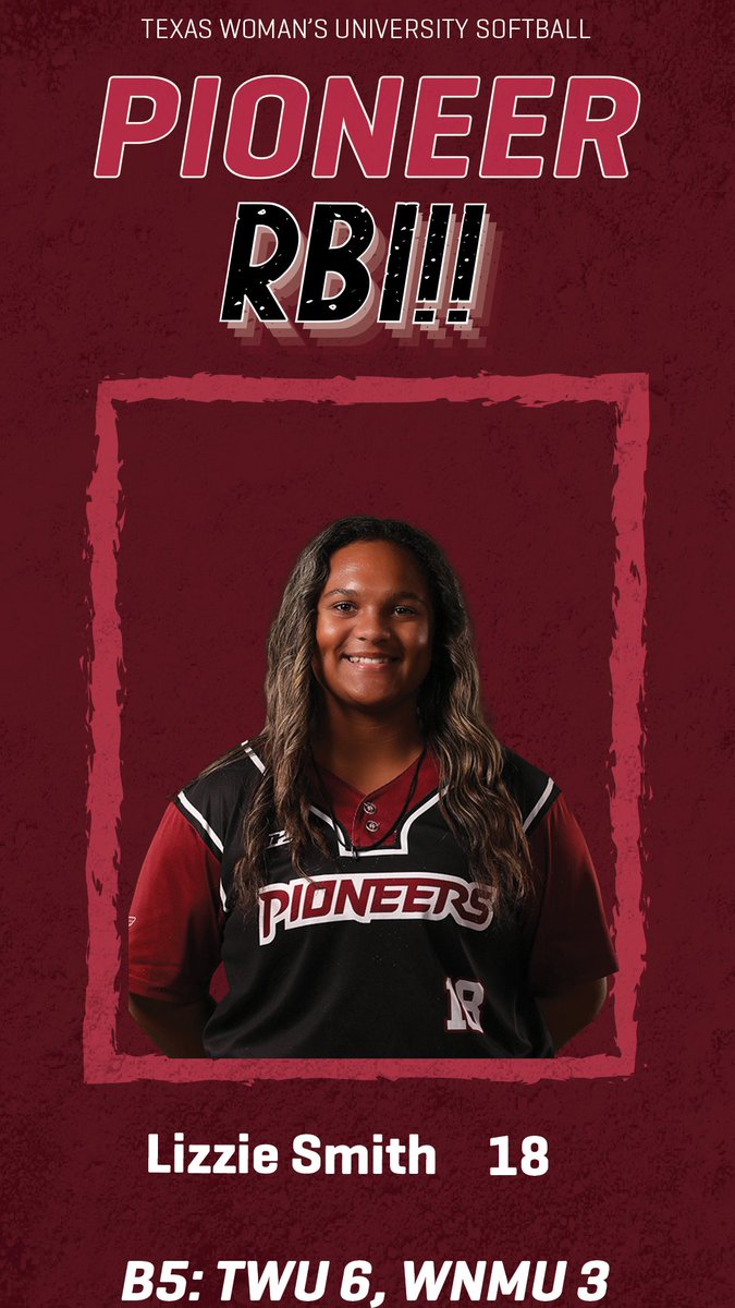 TWUSoftball's tweet photo. B5: TWU 6, WNMU 3

RBI by Smith gives the Pioneers a 6-3 lead! 💪

#PioneerProud | #HHB https://t.co/cPEAWOYpjw