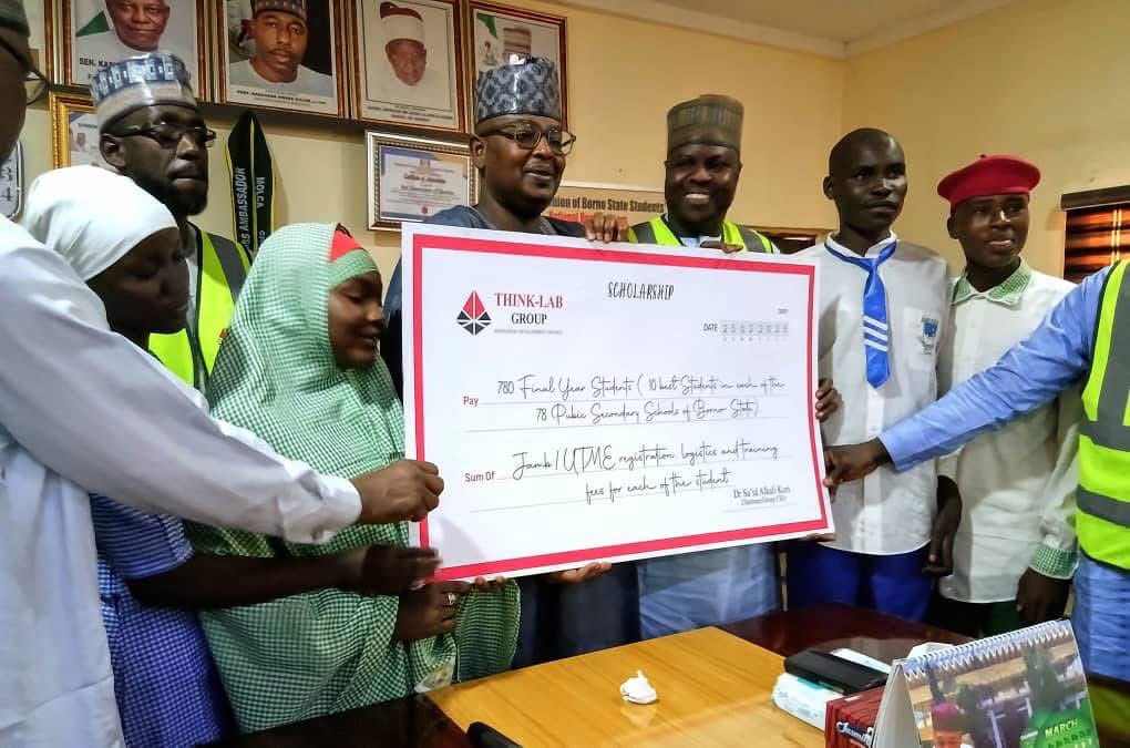 Thinklabcharity's tweet photo. THINKLAB CHARITY FOUNDATION PRESENTS JAMB SPONSORSHIP CHEQUE TO 780 STUDENTS — TOP 10 FROM EACH OF 78 PUBLIC SECONDARY SCHOOLS — IN BORNO STATE.
#CSR #ThinklabGroup #Scholarship #Borno https://t.co/hggP1kkHYa