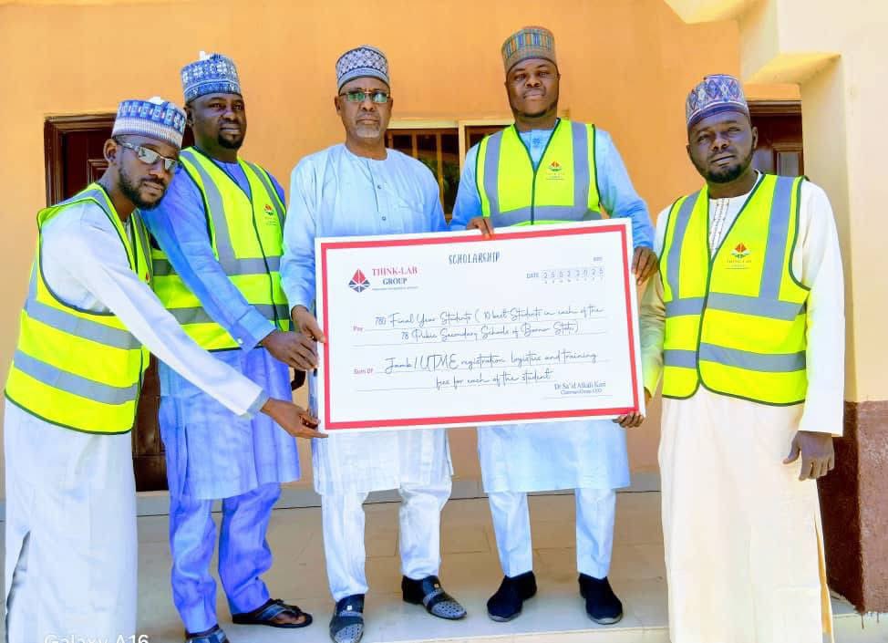 Thinklabcharity's tweet photo. THINKLAB CHARITY FOUNDATION PRESENTS JAMB SPONSORSHIP CHEQUE TO 780 STUDENTS — TOP 10 FROM EACH OF 78 PUBLIC SECONDARY SCHOOLS — IN BORNO STATE.
#CSR #ThinklabGroup #Scholarship #Borno https://t.co/hggP1kkHYa