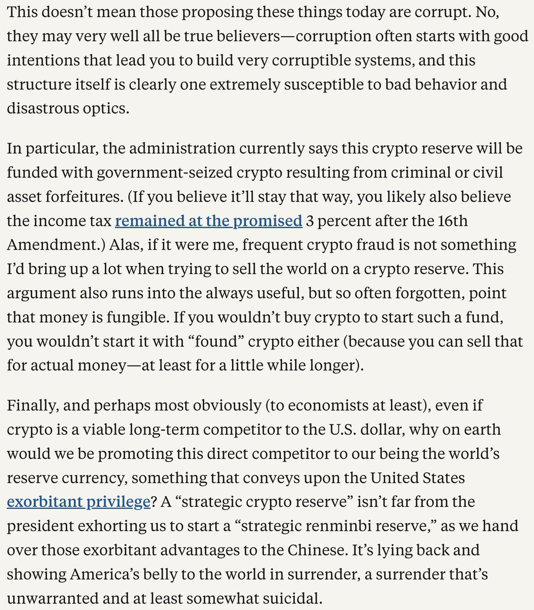 nfergus's tweet photo. In which @CliffordAsness expresses some skepticism about the Trump administration's planned crypto sovereign wealth fund / "BTC Fort Knox." https://t.co/995wXS4rOG