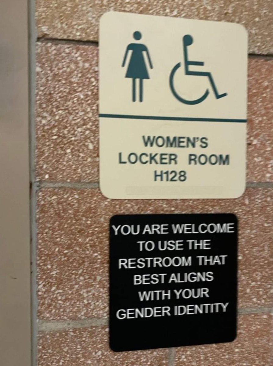 SaveMonroeKids's tweet photo. @SenLTheis @MHSAA These signs are posted outside bathrooms and lockers rooms "because of Elliot Larsen", which Bellino voted for. And he supported the President and his vote for EL when parents tried to voice comcerns. (Majority of students at MCCC are Early Middle College 14-18 yrs old) https://t.co/SMQr4hBa8Q