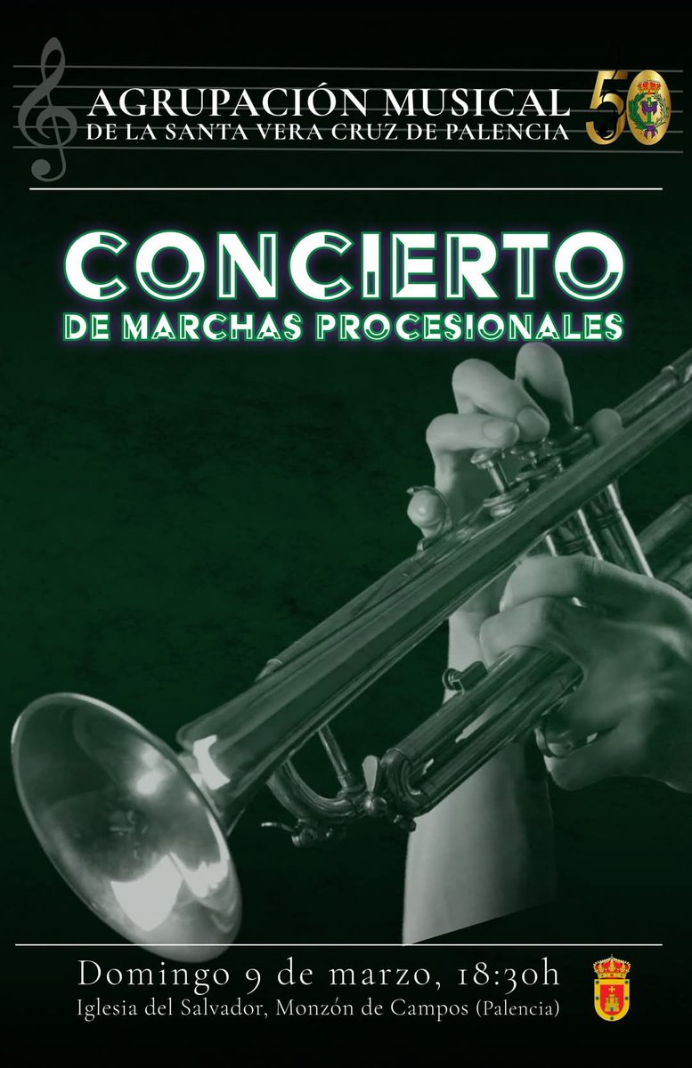 Este domingo 9 de marzo, nuestra Agrupación Musical de la Vera Cruz participará en el Concierto de Marchas Procesionales, un certamen en el que llevaremos nuestra música cofrade a Monzón de Campos.

🕕 18:30h
📍 Iglesia del Salvador, Monzón de Campos