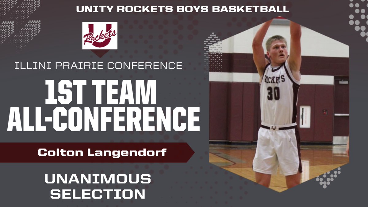 Unity Rockets Basketball (@uhsrocketsbball) on Twitter photo Congratulations to Colton Langendorf! 
Unanimous 1st Team Selection to the Illini Prairie All-Conference Team. Go Rockets! 🚀🏀 Congratulations to Colton Langendorf! 
Unanimous 1st Team Selection to the Illini Prairie All-Conference Team. Go Rockets! 🚀🏀