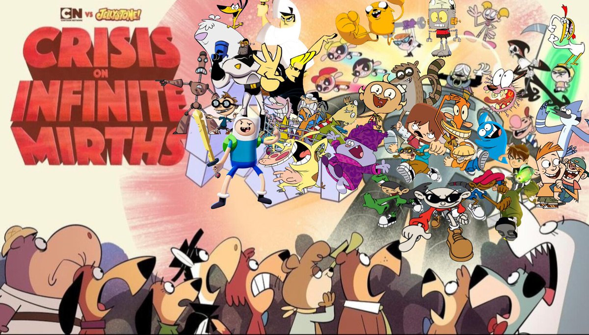 shamuel32780's tweet photo. Crisis on infinite mirths poster with more Cartoon Network characters that appeared in this. #CrisisOnInfiniteMirths #CartoonNetwork #Crossover #Cartoons #Childhood #Fanart #Fight #CartoonStyle #Jellystone #MoreCharacters #Poster #Fixed #Nostalgia #BackInAction #Multiverse #MVS https://t.co/uX1FwZFPeb