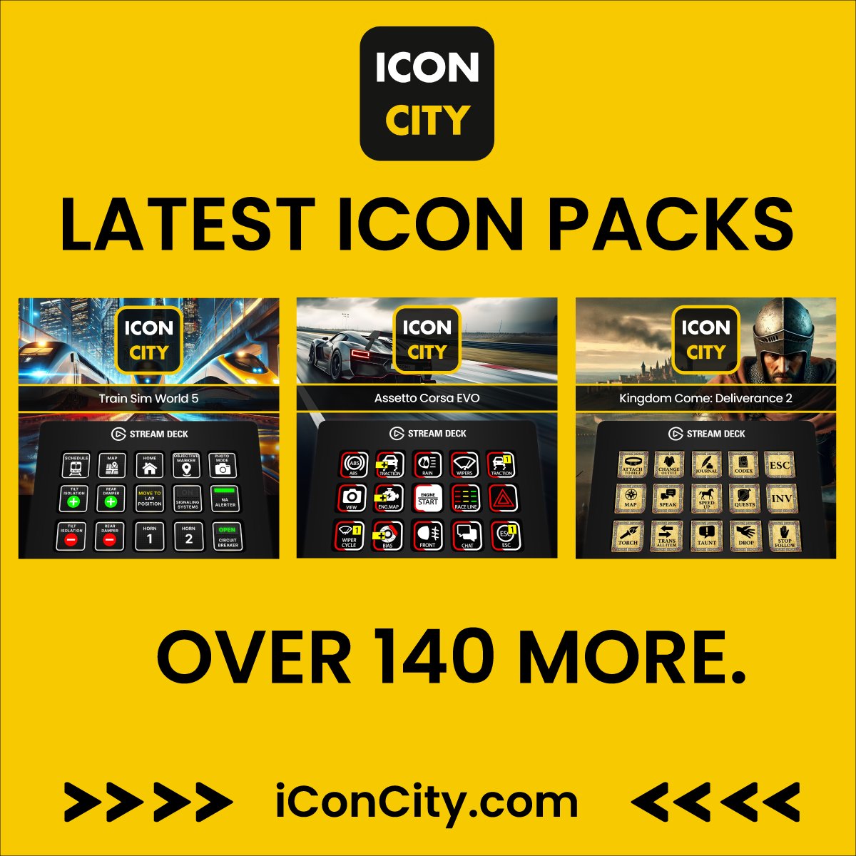 Game-changing icons for PC Gamers. Get yours at iConCity.com - KCD2 - Train Sim 5 - Assetto Corsa EVO plus many, many more. #elgato #streamdeck #iconcity #gamer #pcgamer
