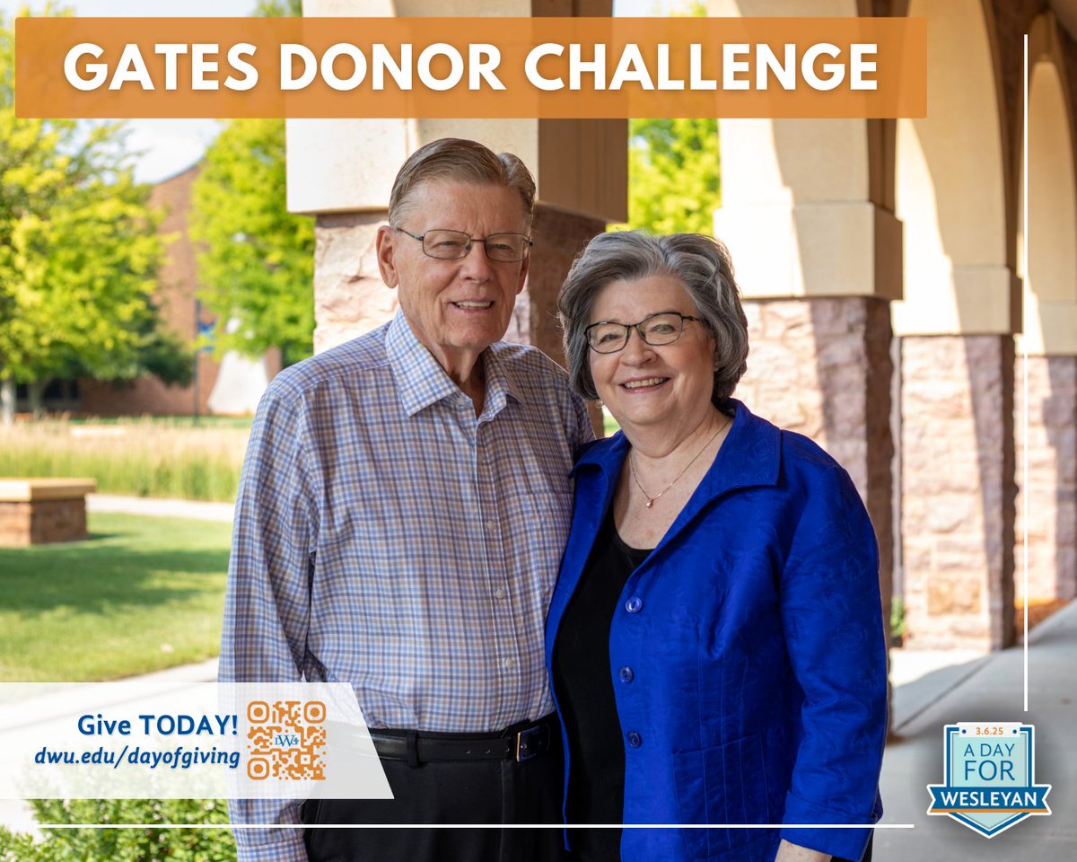 DakotaWesleyan's tweet photo. Ron and Sheliah Gates, the first-ever inductees into the DWU Performing Arts Hall of Fame, pledged to donate $3,000—but only when we reach 250 donors!

Every gift brings us closer to unlocking this impactful donation💙

❗Give now: https://t.co/5BOrmvYgcn❗

#ADayForWesleyan #DWU https://t.co/khobrebPZe