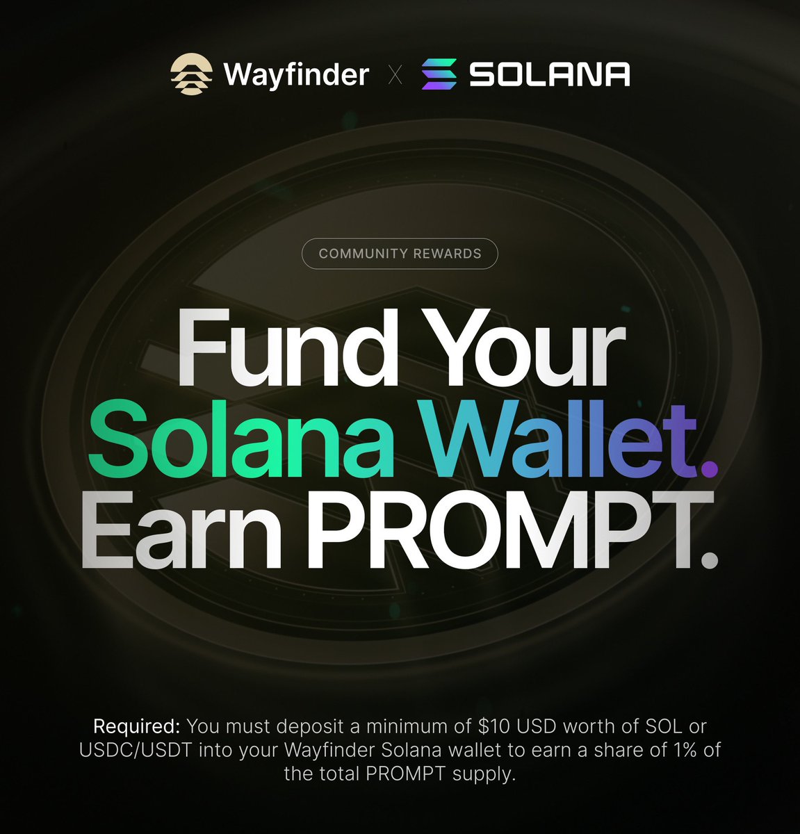 Funding your <a href="/solana/">Solana</a> wallet on <a href="/AIWayfinder/">Wayfinder Foundation</a> will earn you $prompt - visit app.wayfinder.ai to learn more and make a deposit to start your AI journey!