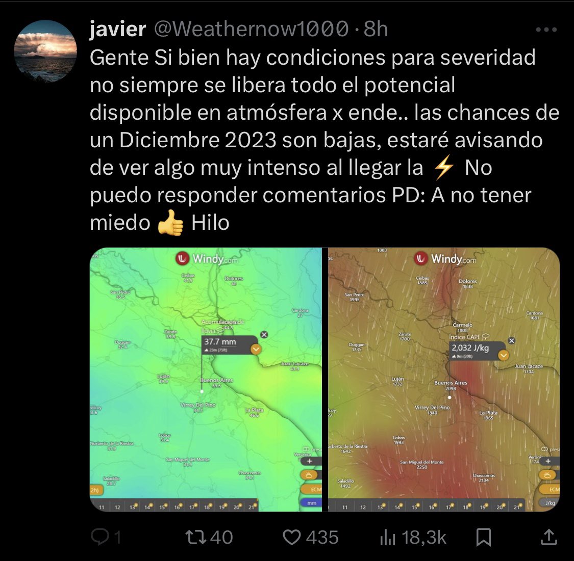 Esto me parece cuanto mínimo MUY IRRESPONSABLE. El problema con los aficionados es que quieren brindar “ información novedosa”. Por qué necesitan diferenciarse de organismos con profesionales. El problema es que corren riesgo vidas…