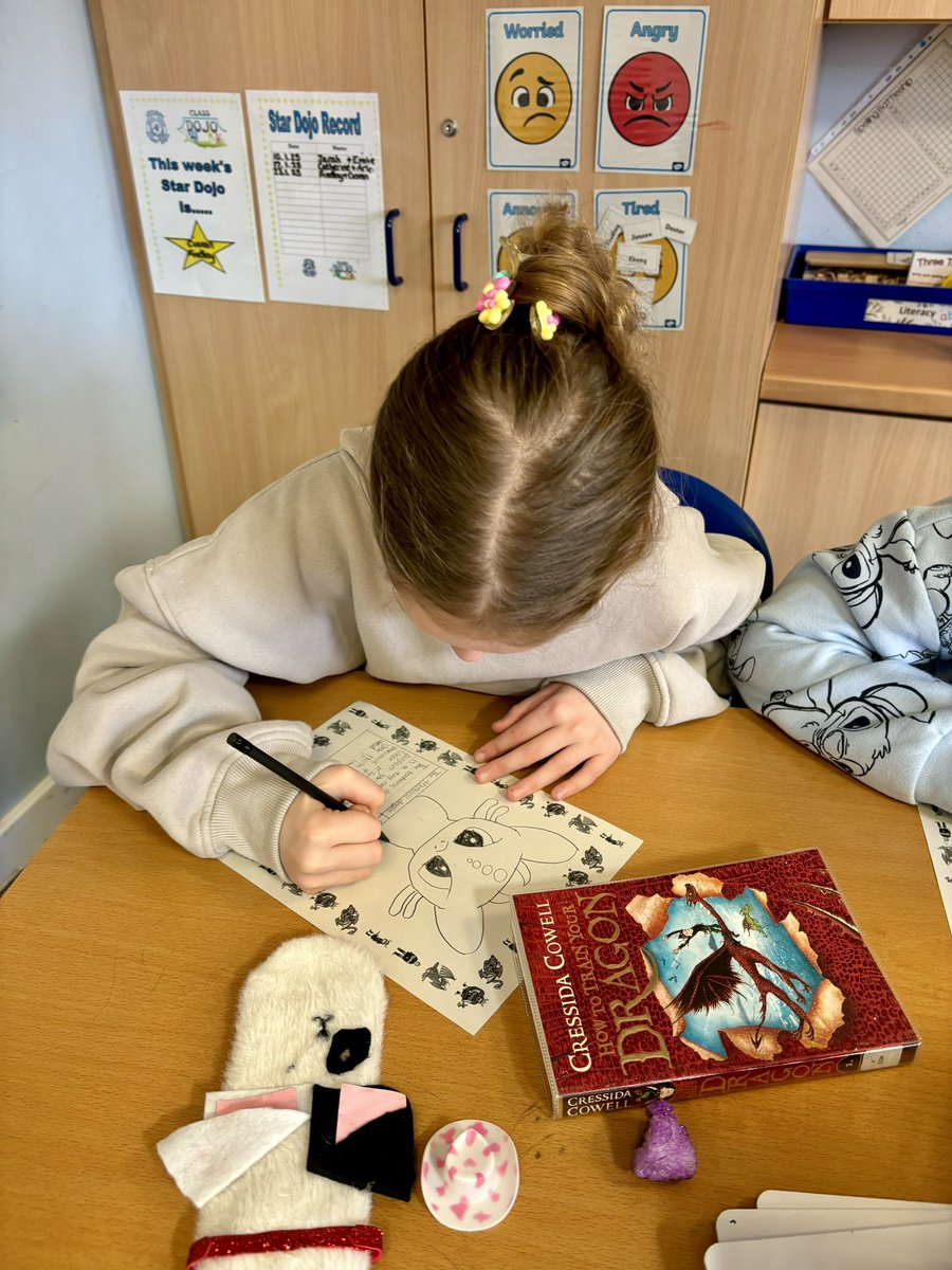 Anto_P5's tweet photo. We started our new class novel, How to train your dragon. We created our own dragons and made a fact file about them. #antoliteracy https://t.co/8oPABE6JWM