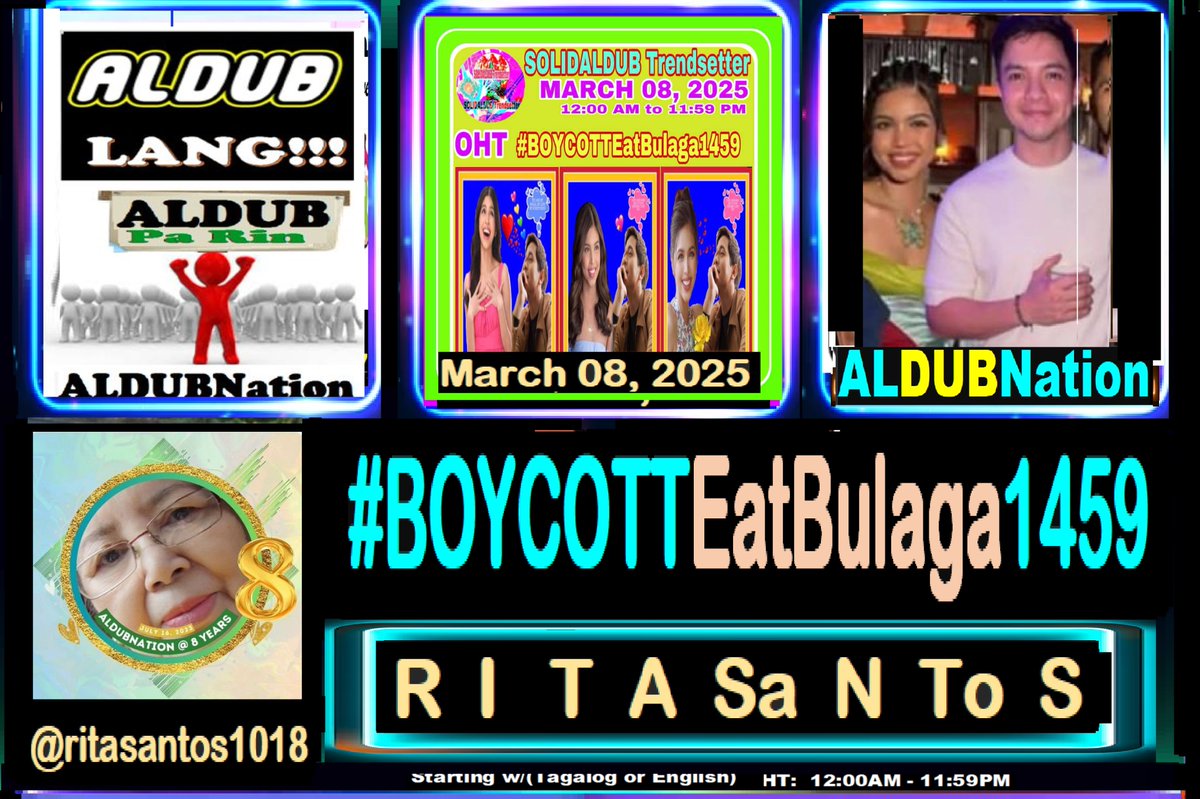 #BOYCOTTEatBulaga1459 
SINCERE
ALDUB PA RIN 
NO TO SOLO PROJECTS