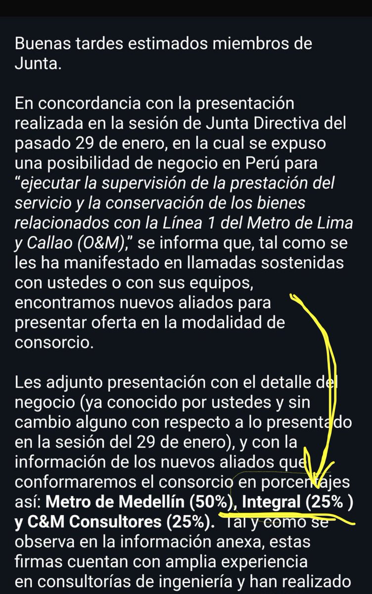QuinteroCalle's tweet photo. 🚨ALERTA | Junta directiva del Metro de Medellín está a punto de firmar la entrada de INTEGRAL como socia del Metro. Esta empresa fue la diseñadora de Hidroituango y fue condenada por irregularidades que llevaron a su colapso.

Miren como en el documento reconocen que esto será un escándalo pero dicen que seguirán adelante. Una Alcaldía indefendible.