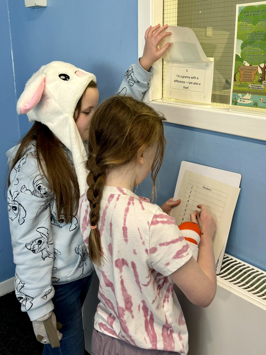 Anto_P5's tweet photo. P5 loved taking part in the book character scavenger hunt #antoliteracy https://t.co/ZwN22e1Jq5
