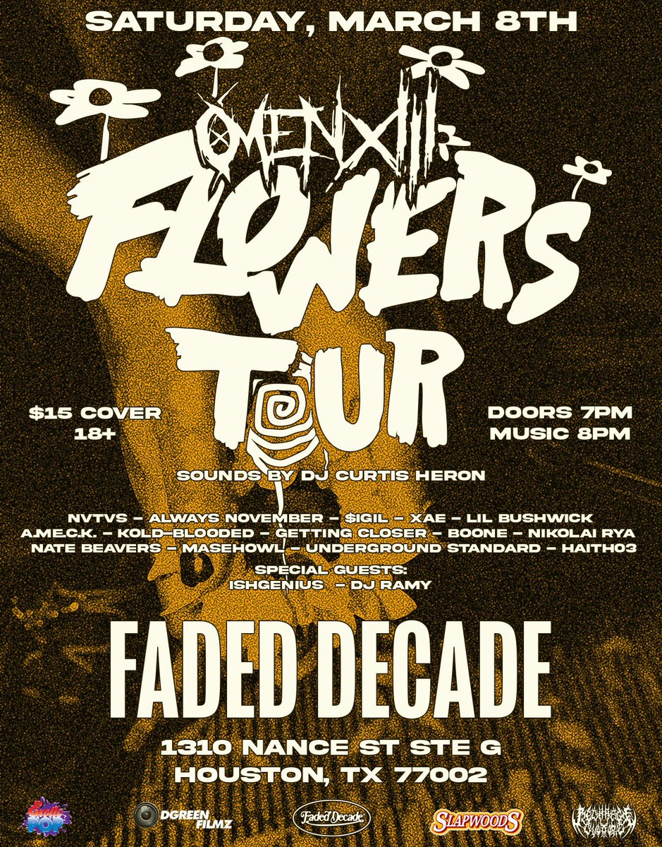 GOONEBOONE's tweet photo. The Texas Flowers Tour starts this Saturday at Faded Decade in Houston. I’ll be performing there and my hometown on Sunday. These are underground sounds I’ve been waiting to hear. It’s always a pleasure to be on stage and see the doggies. Ya’ll pull up! 💐 https://t.co/uiLUsfTQI8