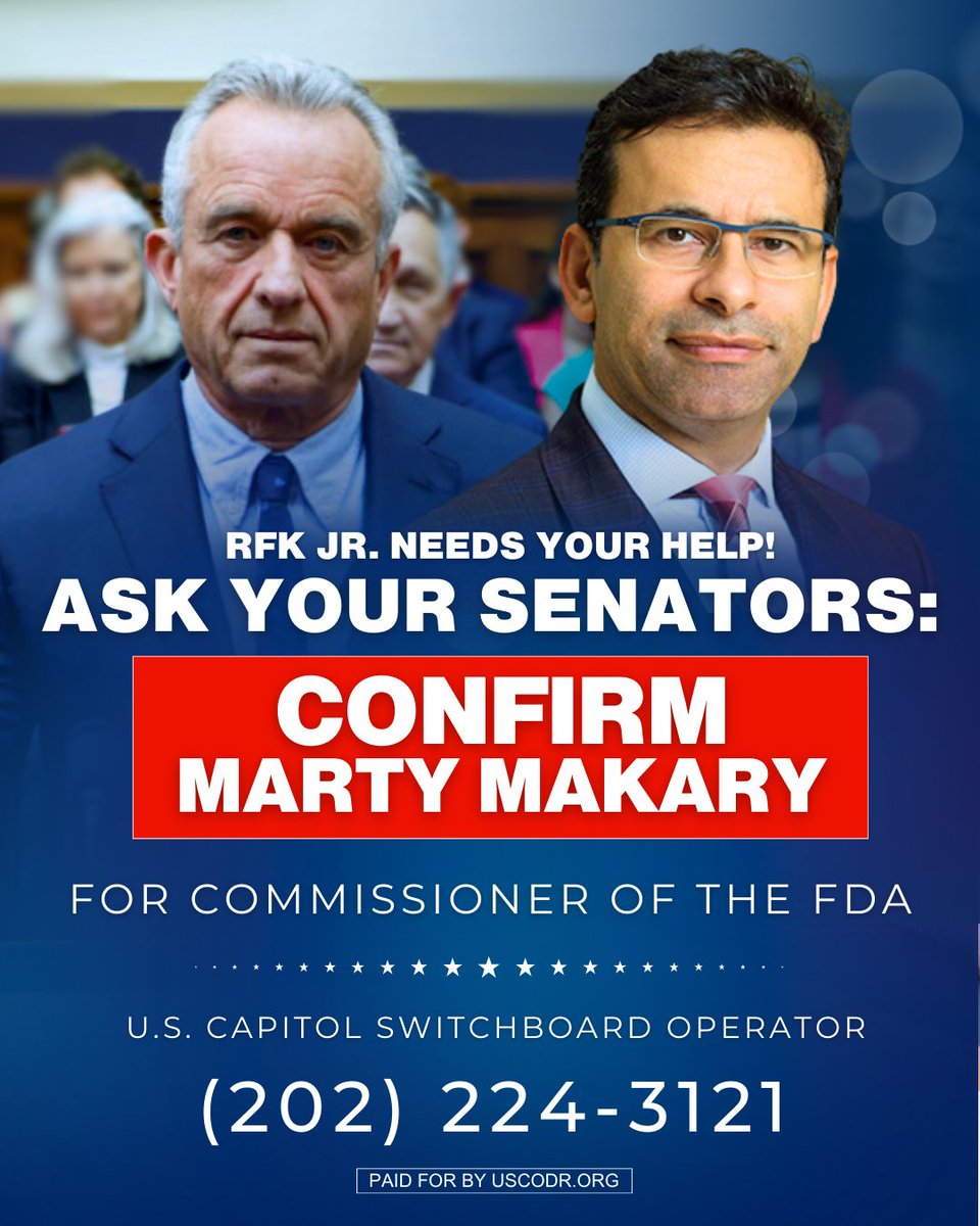 uscodr's tweet image. 🧵 ASK YOUR SENATORS TO CONFIRM DR. JAY BHATTACHARYA &amp;amp; DR. MARTY MAKARY!