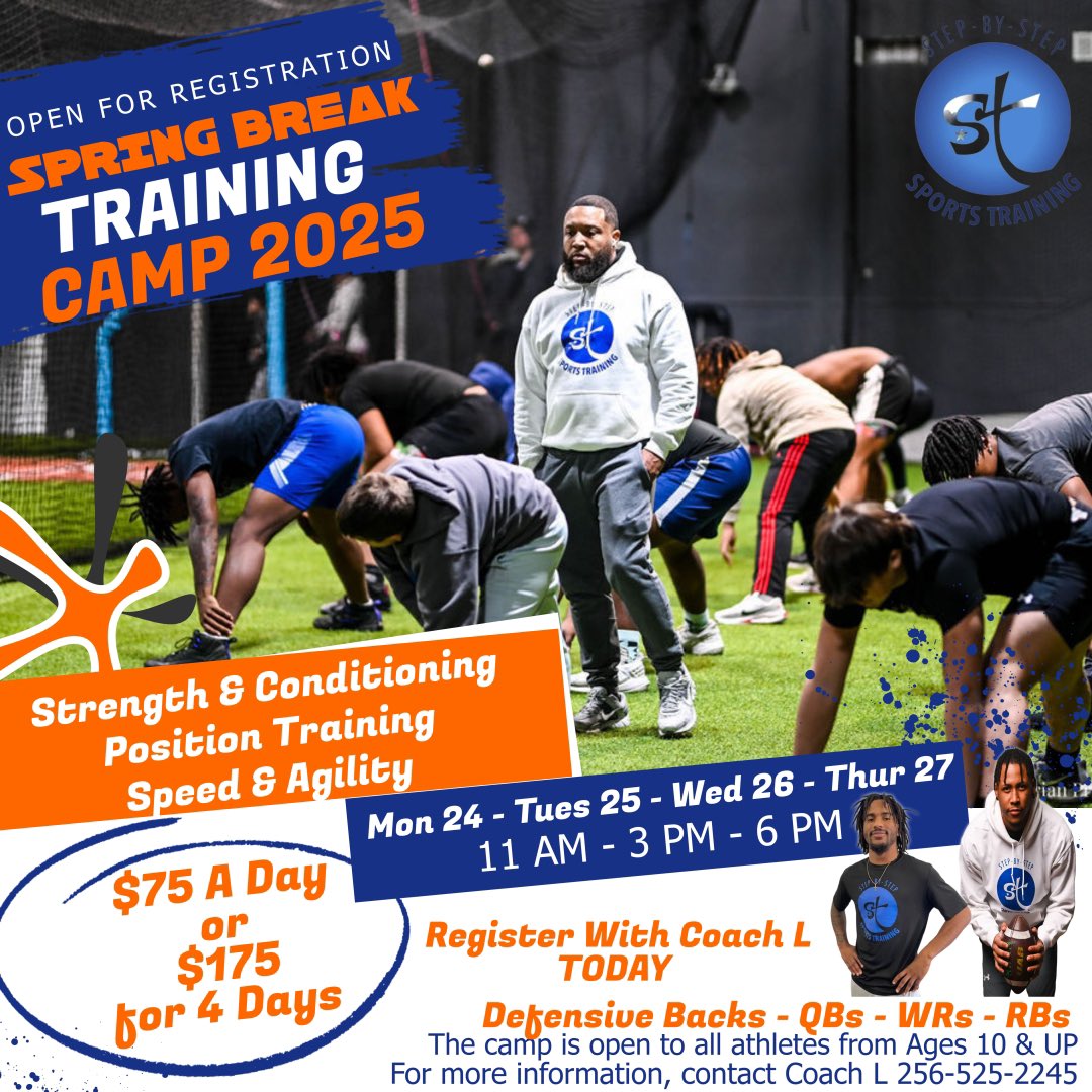 CoachL__'s tweet photo. Spring Break Training , but the grind never stops! March 24-27 we have College & High School QB, DB, WR, & RB Sessions going live multiple times a week #SteppingIntoSpring π£βοΈ @CD_Daniels2 https://t.co/V7erKs6kTF