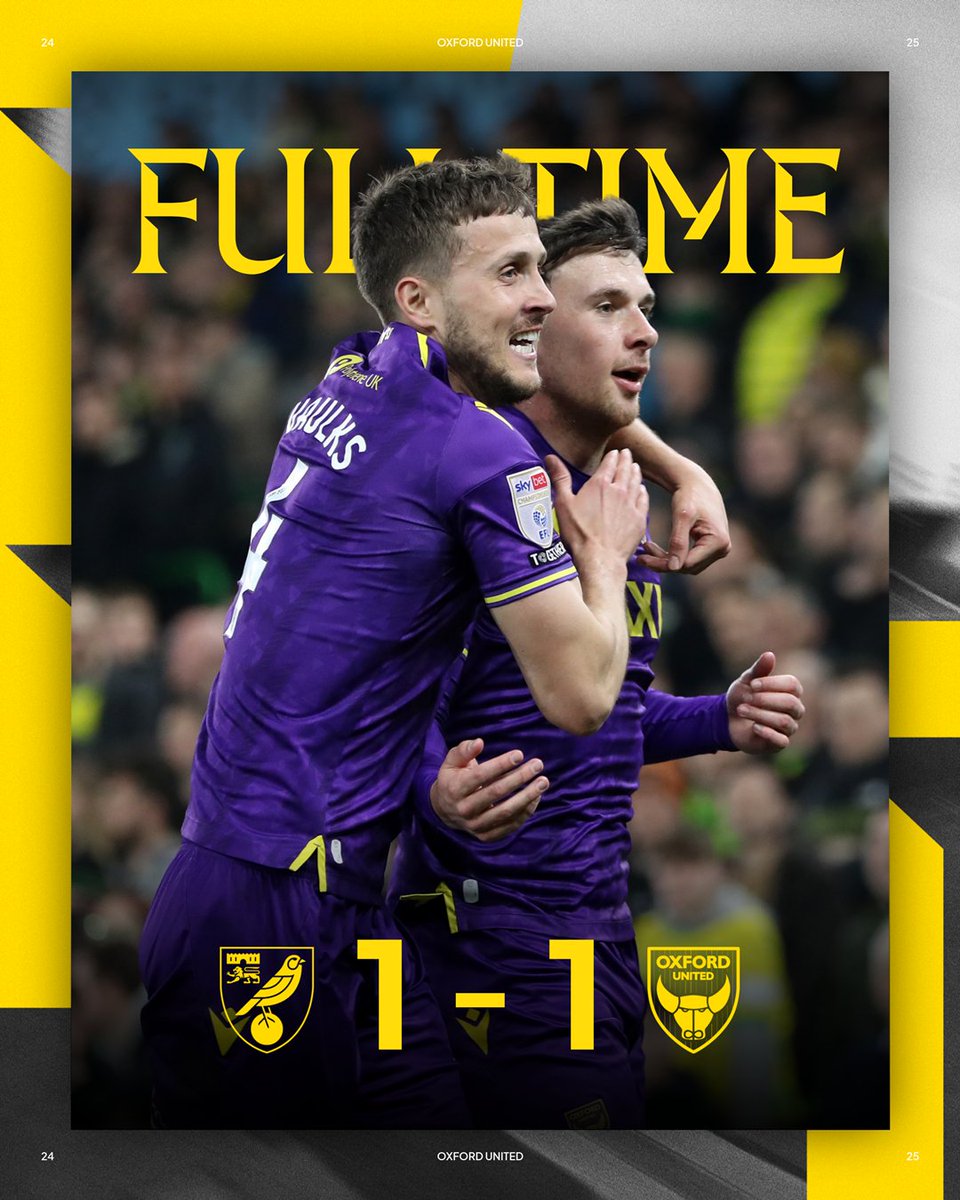 OUFCOfficial's tweet photo. Points are shared at Carrow Road.
π‘π£ #OUFC | FT: 1 - 1 https://t.co/OWUErVdLuK