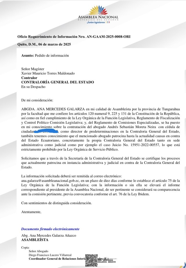 QuitoNoticias1's tweet photo. 🔴 La @contraloria contrató como Director de Predeterminaciones de esa institución a @andres_moretaEC.
🔹Resulta que #Moreta patrocina juicios en contra de la propia Comntraloría.
🔹En redes es un fuerte crítico de ese ente.
🔹 @AnitaMGalarzaA pidió información sobre este tema https://t.co/soRl0186RW
