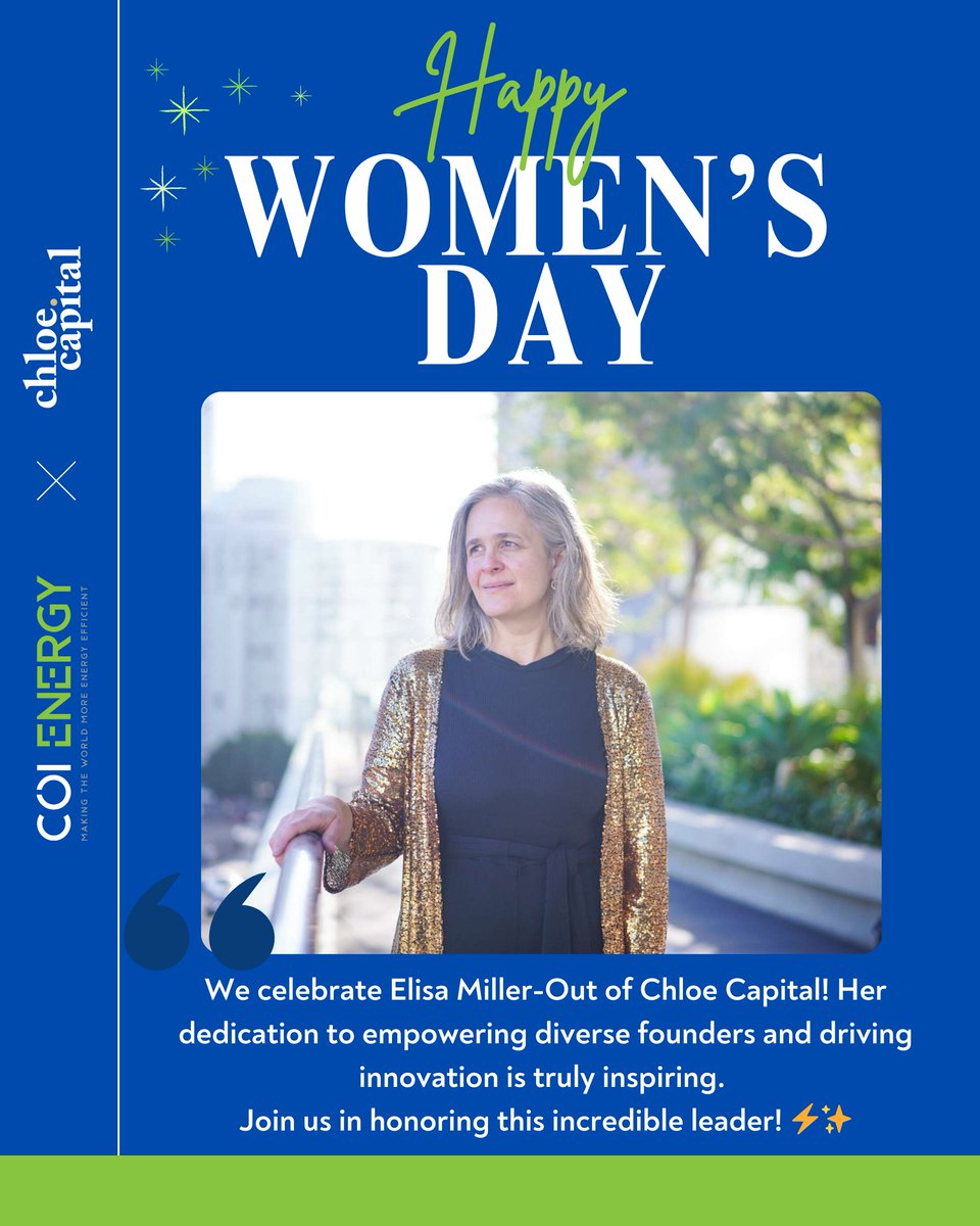 We celebrate Elisa Miller-Out from Chloe Capital!💜 Her dedication to empowering diverse founders and driving innovation is truly inspiring. Join us in honoring this incredible champion! ⚡✨
#InternationalWomensDay